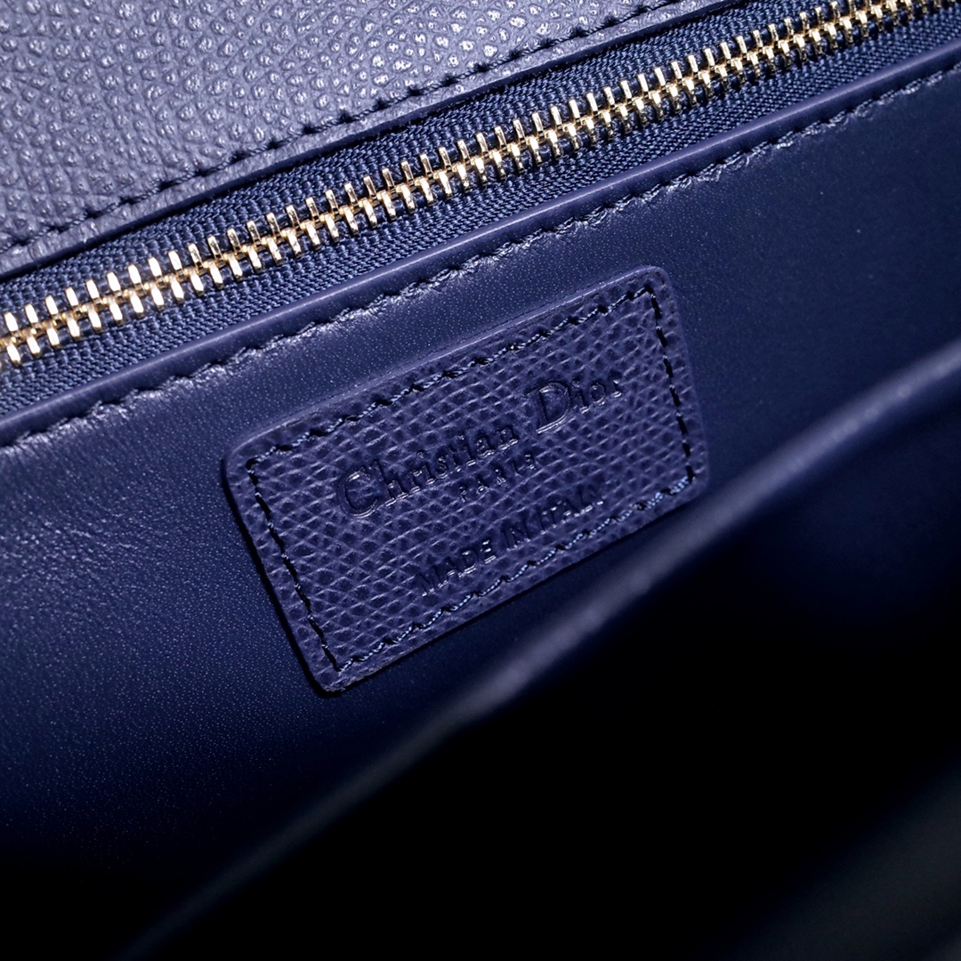 30 Montaigne Bag Dark Blue Grained Calfskin